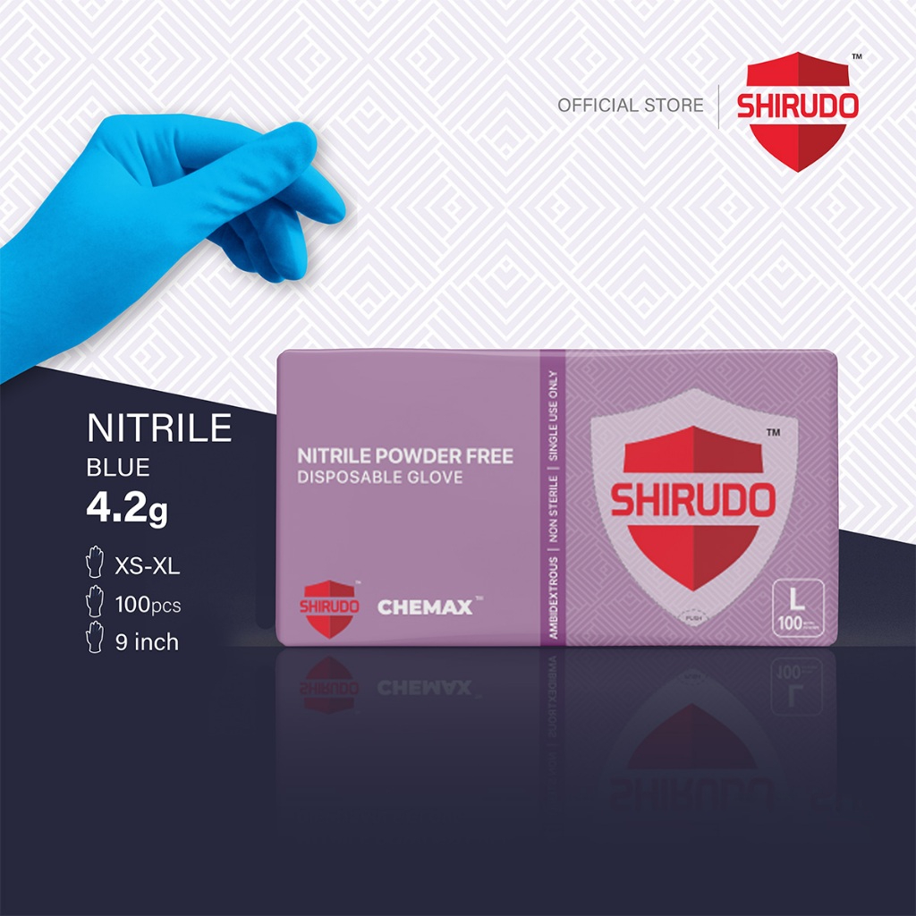 Shirudo Chemax Blue Nitrile Disposable Glove (9.5