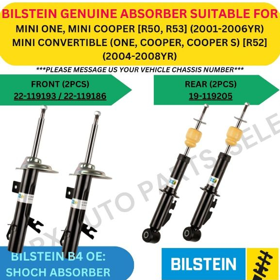 BILSTEIN GENUINE ABSORBER (FRONT, REAR) FOR MINI ONE, MINI COOPER [R50 ...