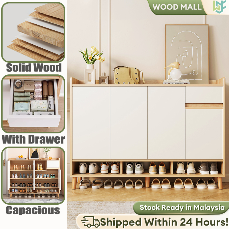 𝙍𝙚𝙖𝙙𝙮 𝙎𝙩𝙤𝙘𝙠 Shoe Rack Storage Cabinet Kasut Rack Multi-Layer Wooden ...
