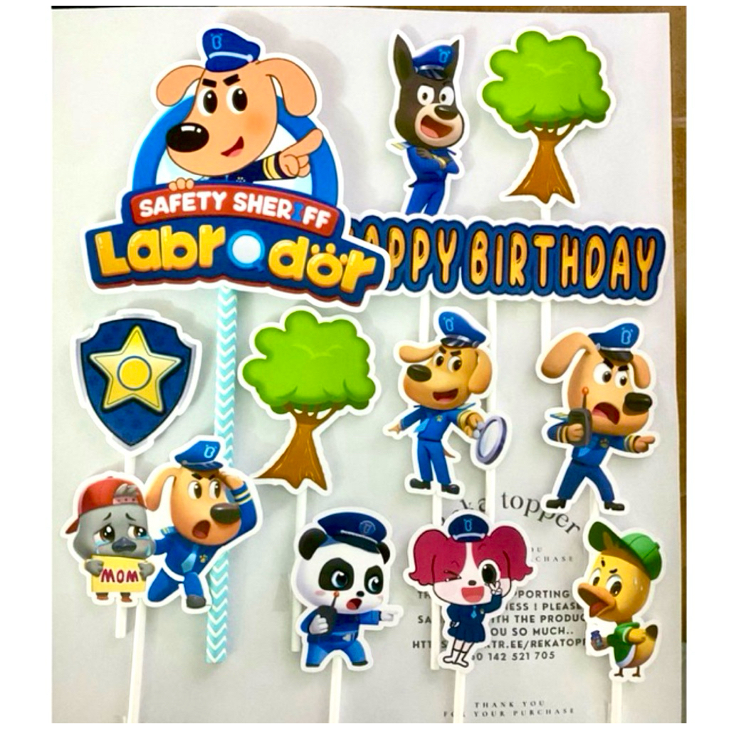 TOPPER CAKE CUSTOM SAFETY SHERIFF LABRODOR | Shopee Malaysia