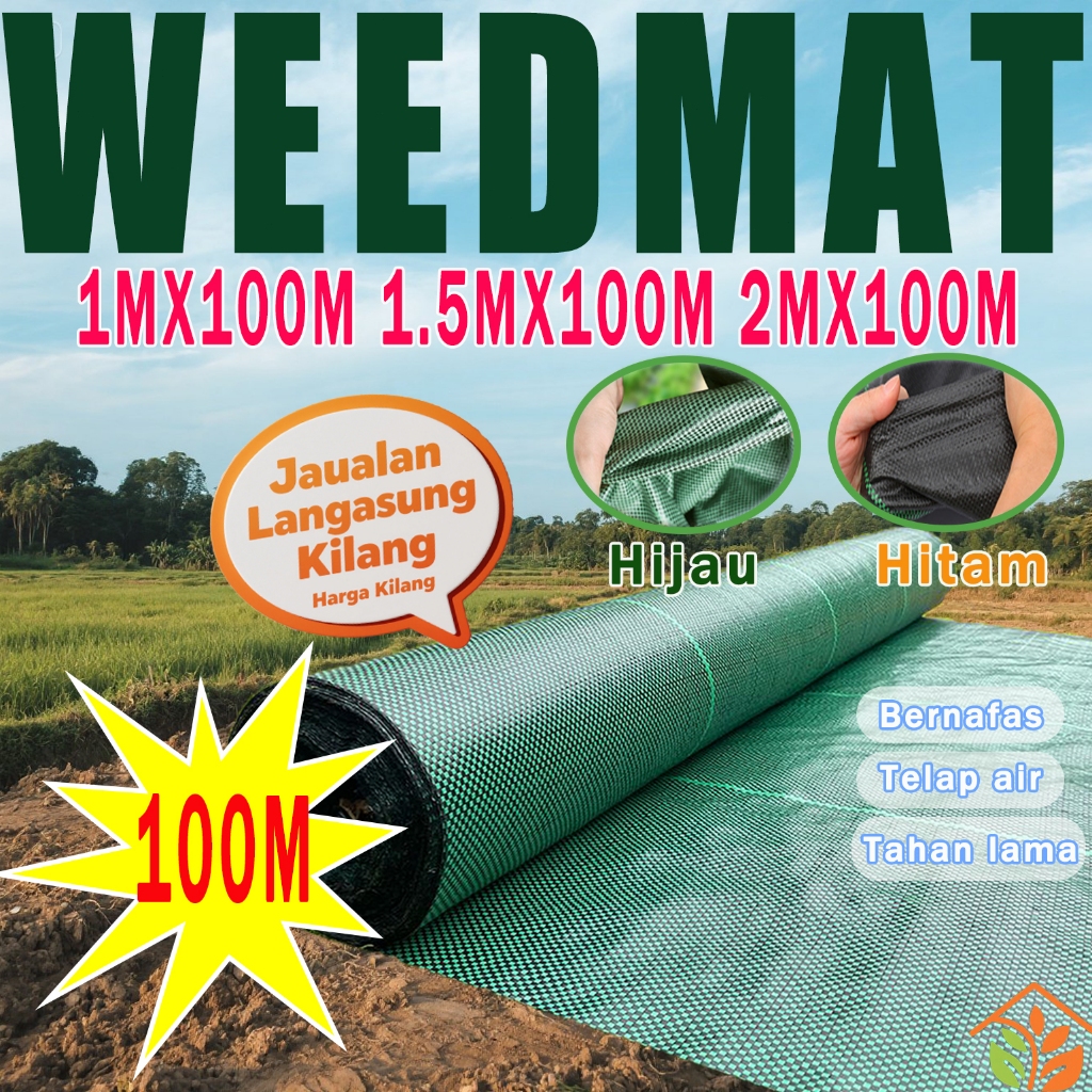 Weedmat Hijau Premium 100m Penutup Rumpai Tahan Lasak untuk Ladang ...