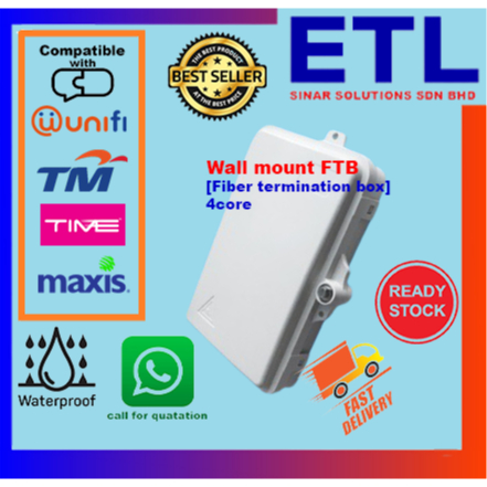 Fiber Termination Box Enclosure 4Core FTB Wall Mount Unifi9 (no pigtail ...