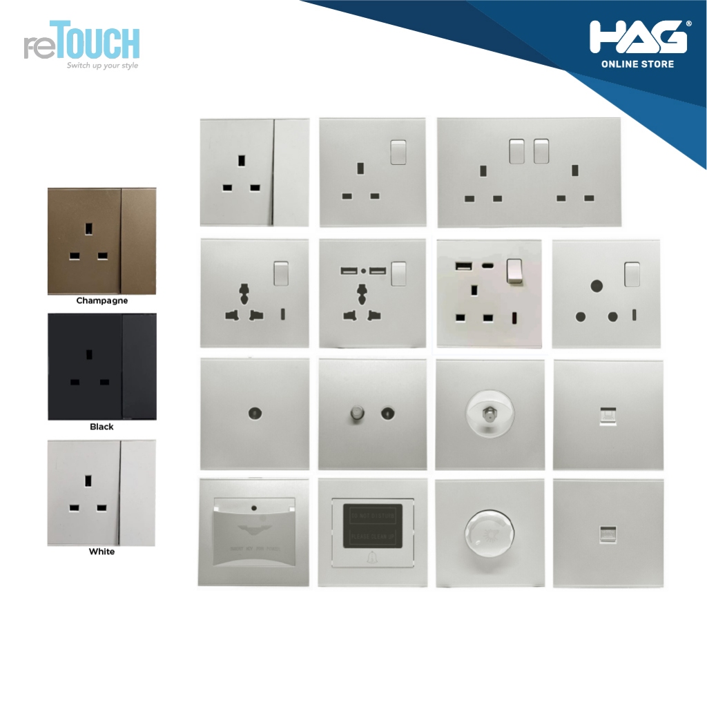 reTouch Elegance Soket | 13A/15A Socket + Type C | Bell Switch | RJ45 ...