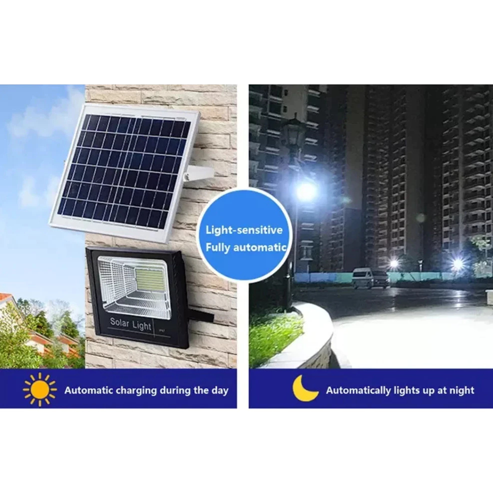 200W 300W Solar Spotlight LED Kuasa Solar - Waterproof Remote Control ...