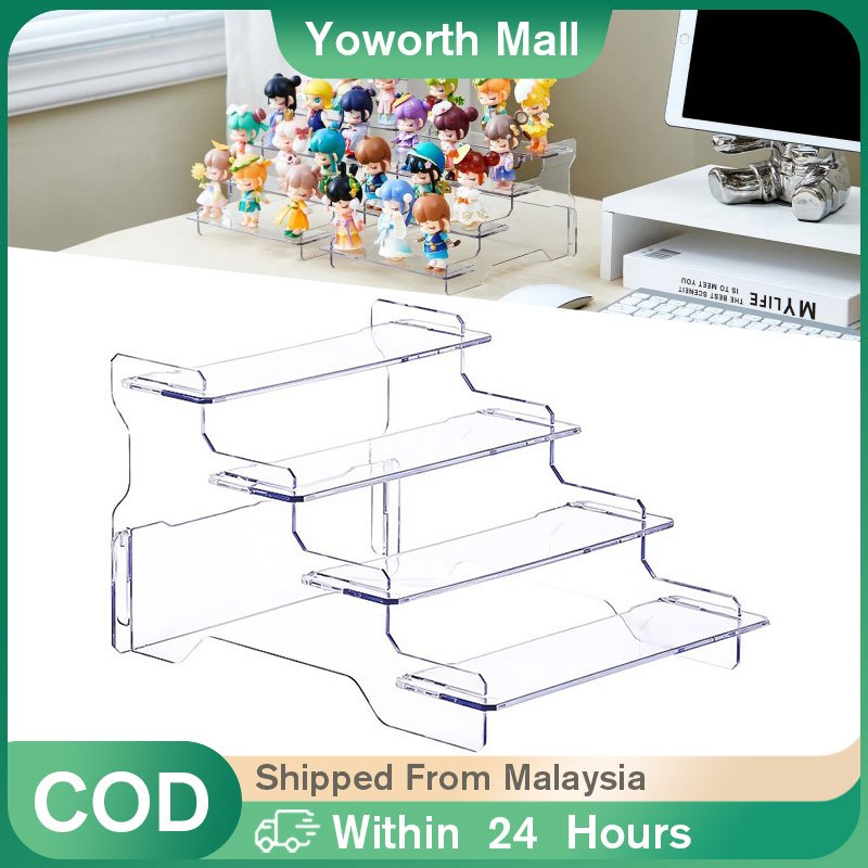 4 Tier Acrylic Figure Display Rack / Cosmetic Transparent Storage Rack ...
