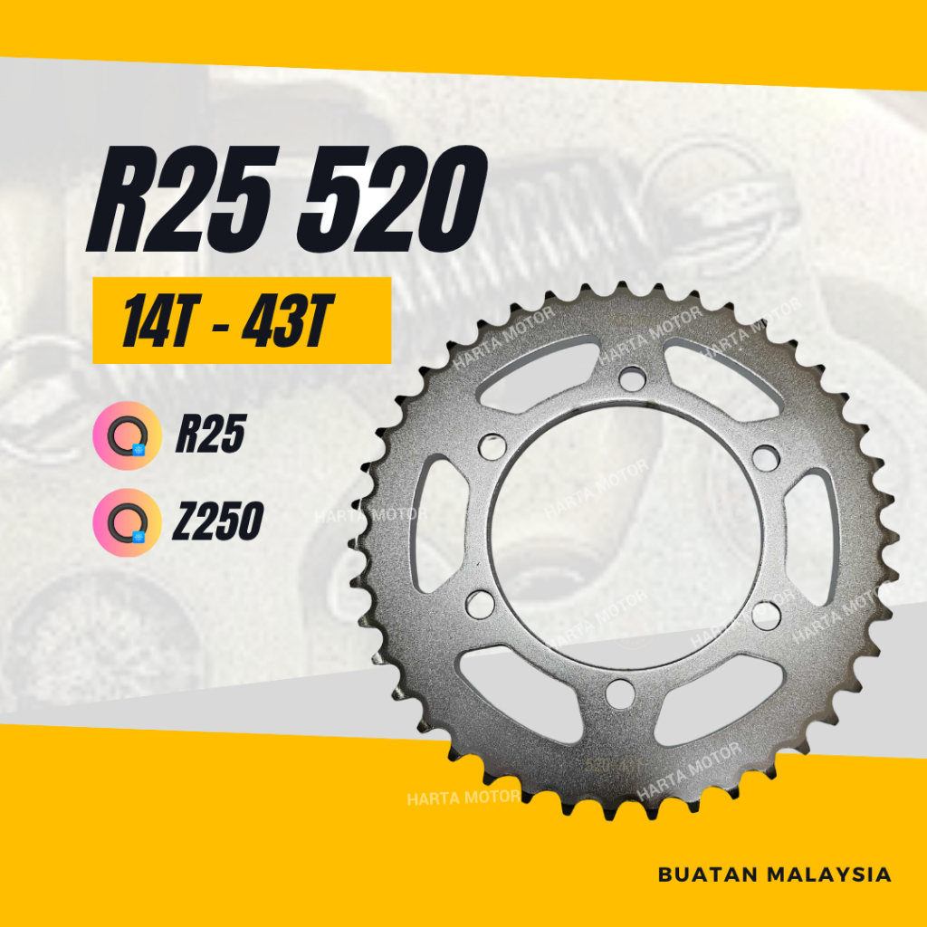 R25 520 REAR SPROCKET - R25 Z250 SPOKET SPOCKET BELAKANG 14T - 43T R 25 ...