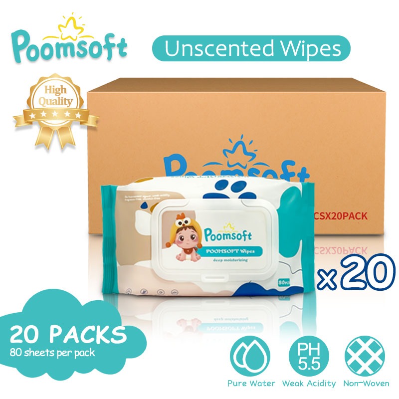 POOMSOFT Non Alcohol Small Baby Wet Wipes/Wet Tissue - 20Packs/1600Pcs ...