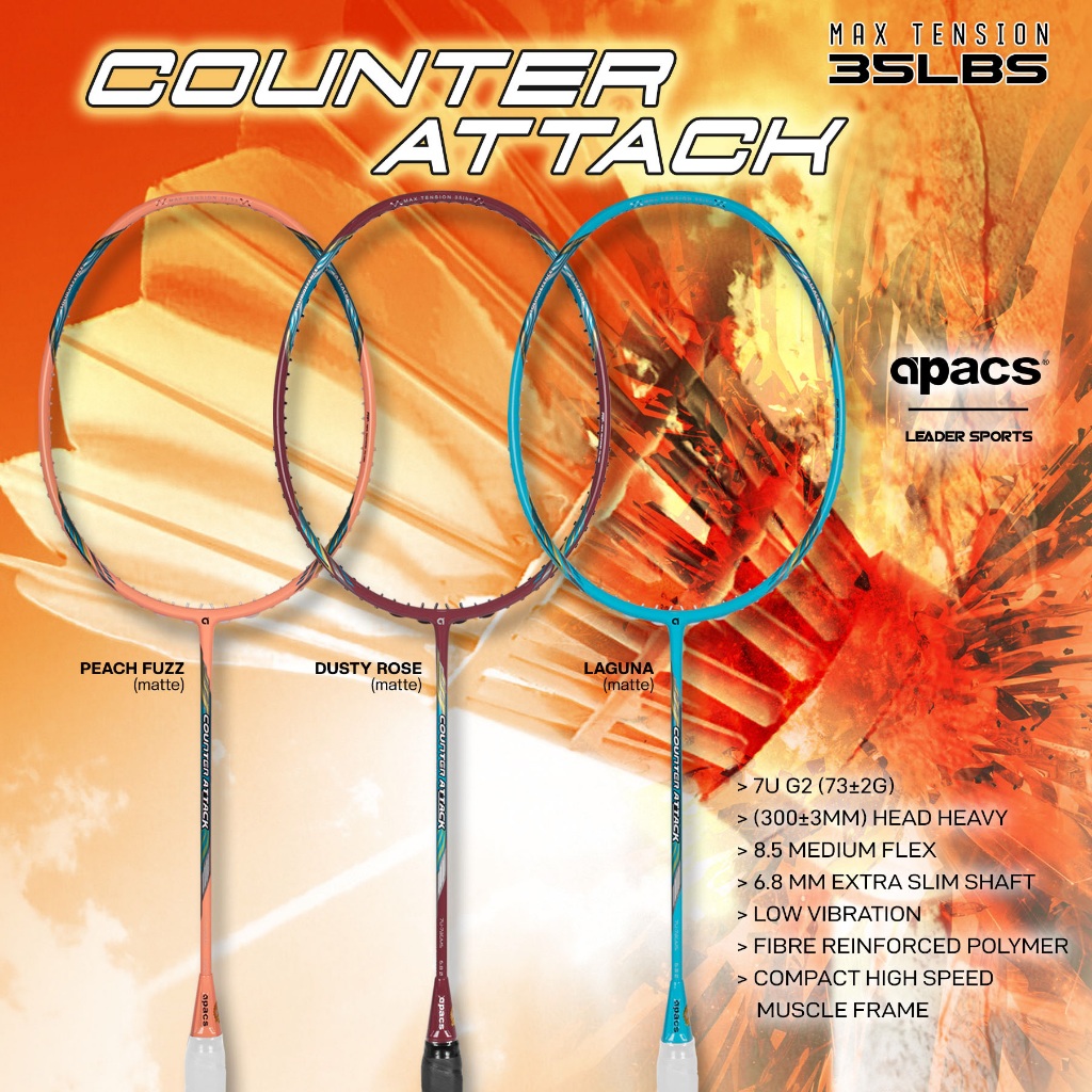 (FREE STRING & GRIP) APACS BADMINTON RACKET COUNTER ATTACK 7UG1 ...