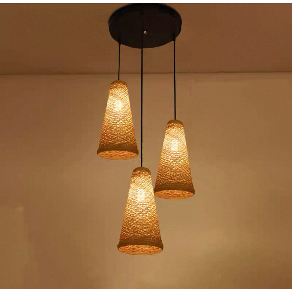 Rattan Hanging Lamp Pendant Light Vintage Lamp Living Room Dining Room ...