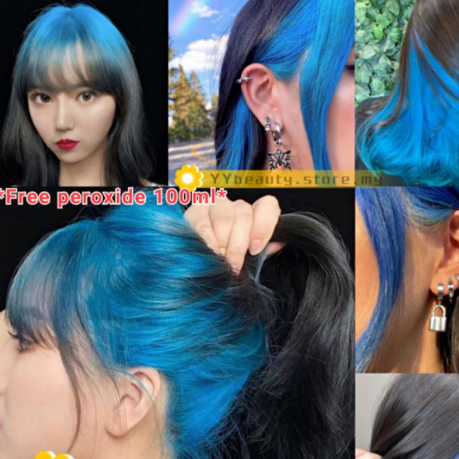 Blue Professional Hair Color Set 100ml Dye Hair Warna Rambut蓝色/灰蓝/雾霾蓝 ...