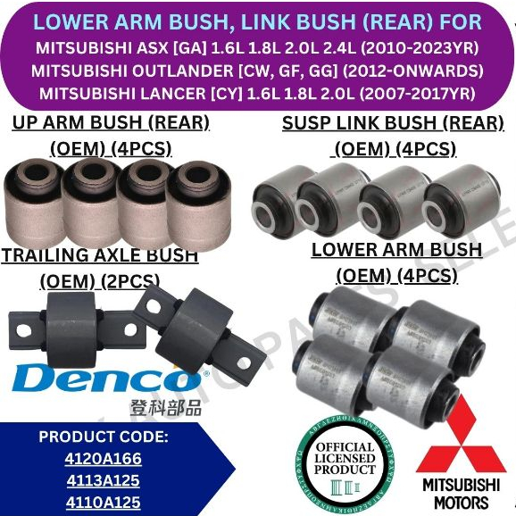 MITSUBISHI (OEM) UPPER, LOWER, TRAILING ARM BUSH (REAR) FOR MITSUBISHI ...