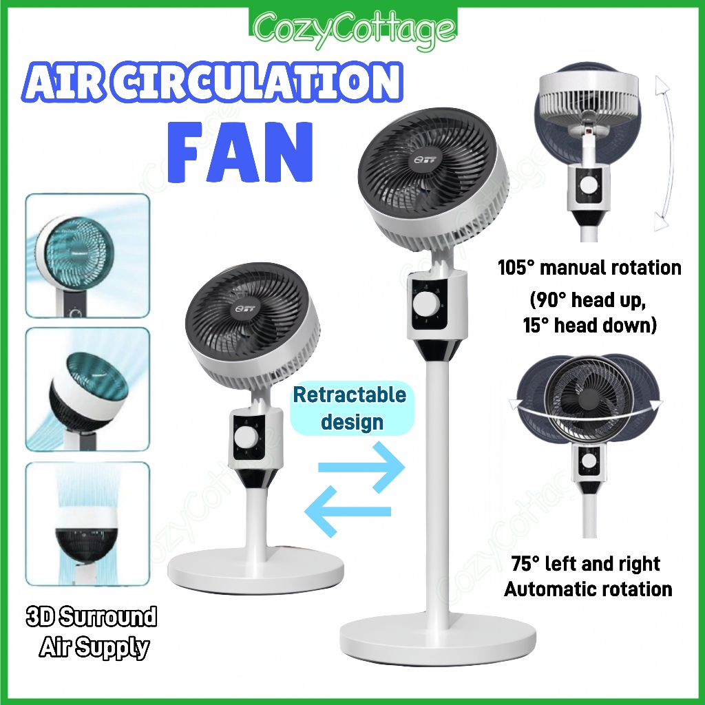 【Local Stock】3D Air Circulation Fan Stand Fan White/ Electric Kipas ...