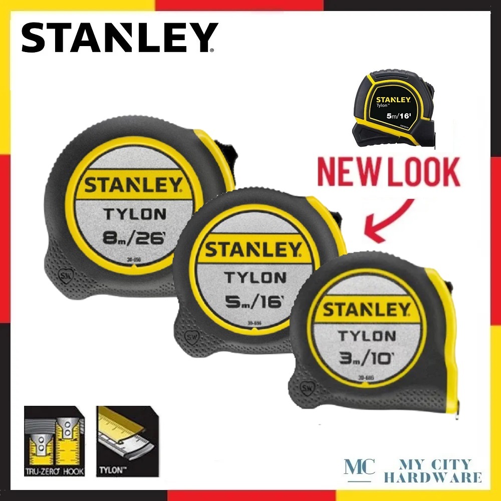 Stanley TYLON Tape Measure Compact Case with Cushioned Grip Metric 3m ...