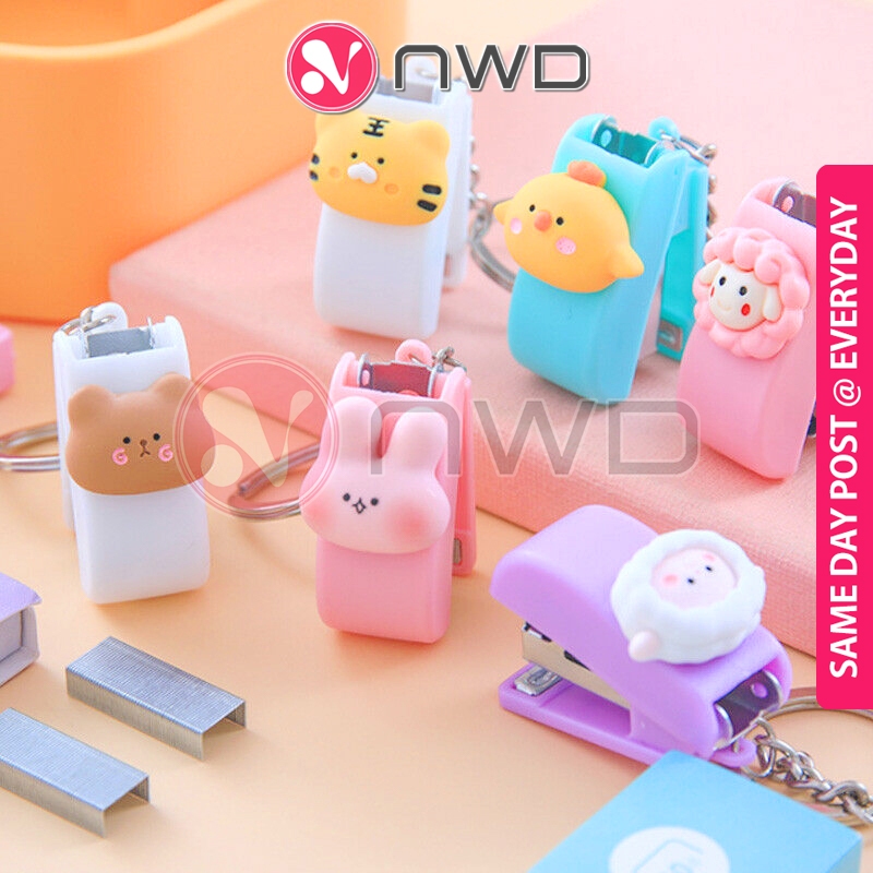 𝟮 𝗜𝗡 𝟭 》Cute Cartoon Stapler Mini Staplers Office School Student Gift ...
