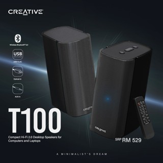 CREATIVE T100 Compact Hi-Fi 2.0 Desktop Speakers | Shopee Malaysia