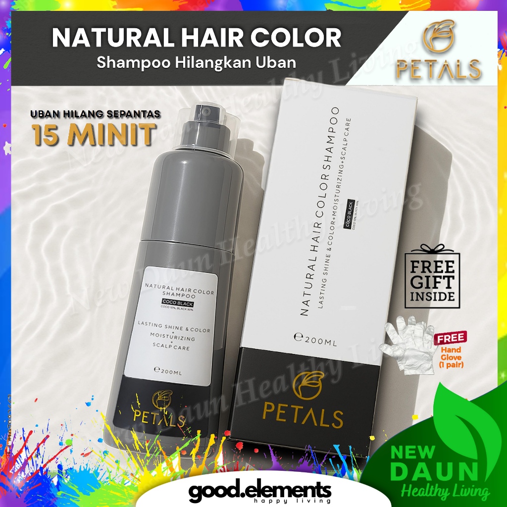 PETALS NATURAL HAIR COLOR SHAMPOO Uban Warna Rambut Organik Halal ...