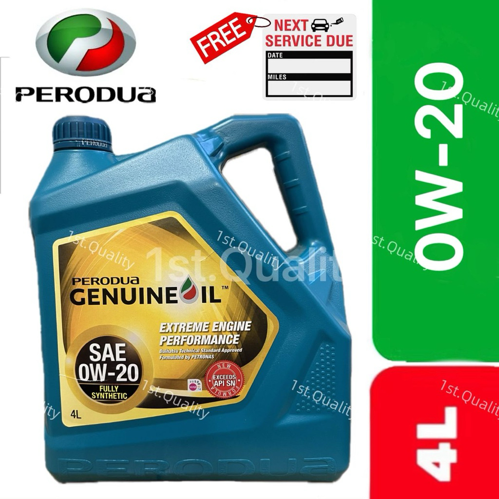 Perodua SAE 0W20 API SN Fully Engine Oil (4L) Myvi Axia Bezza Ativa ...