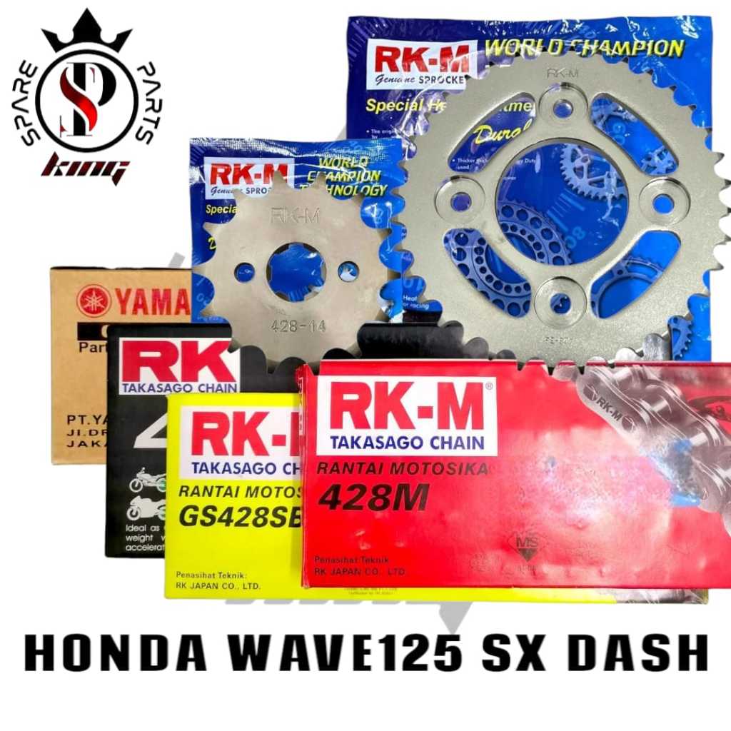 HONDA WAVE125 S X WAVE110 WAVE DASH 2 RK-M RKM 428 SPROCKET SET WITH ...