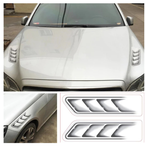 Black Decals 3D Waterproof Air Vent Sticker Car Sporty Look Styling ...
