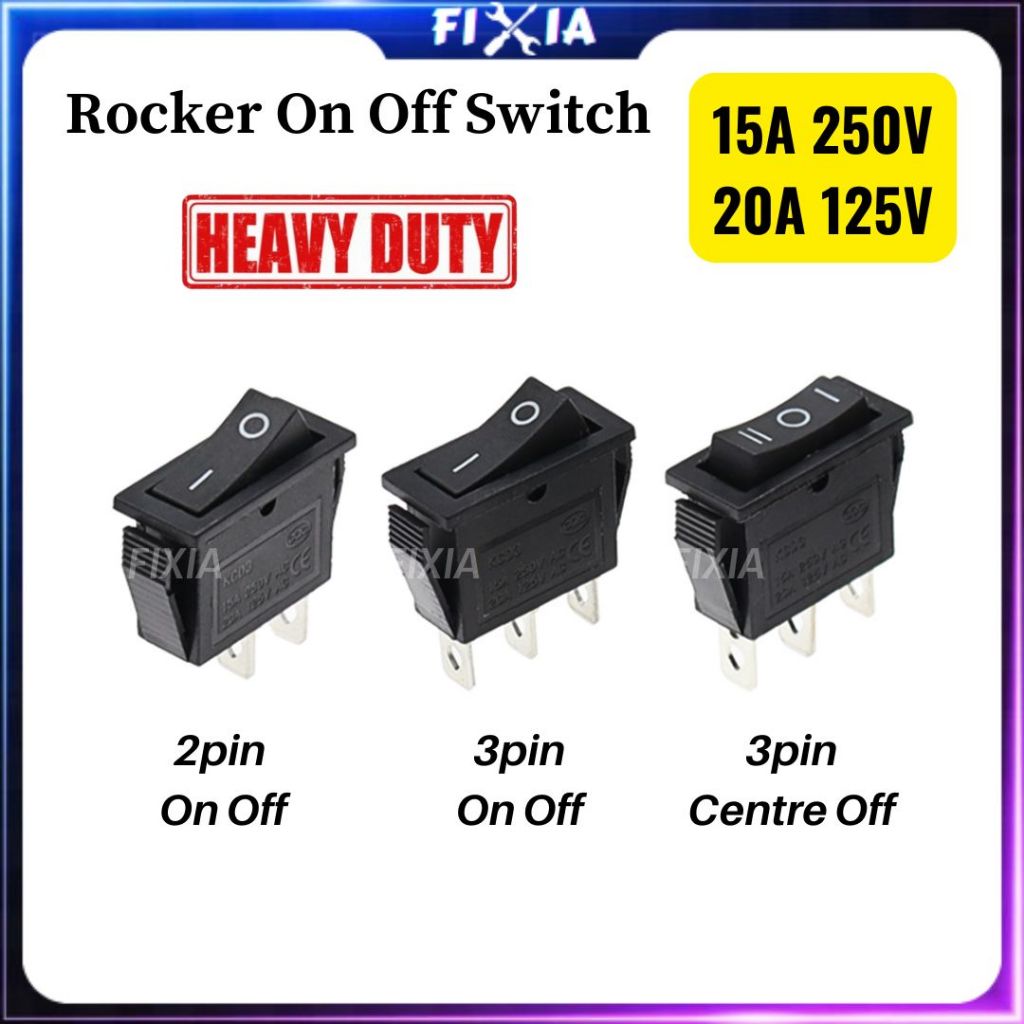 Heavy Duty Rocker Switch Power On Off/Centre Off Button 2 Pins/3 Pins ...