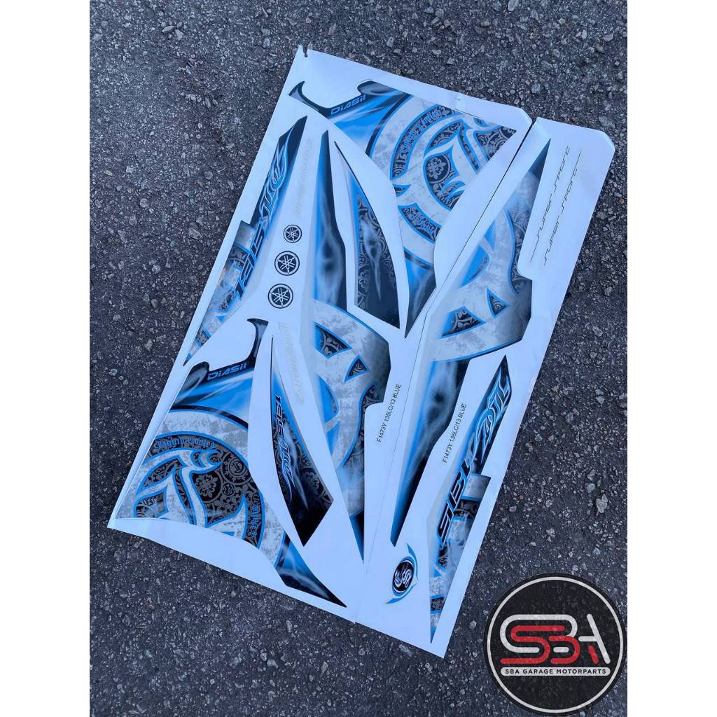 STICKER BODYSET / STRIPE COVERSET LC V2 V3 V4 BIRU BATIK SMOKE MORITAKA ...