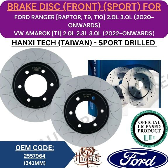 HANSI GENUINE DISC ROTOR (FRONT, REAR) FOR FORD RANGER [RAPTOR, T9, T10 ...