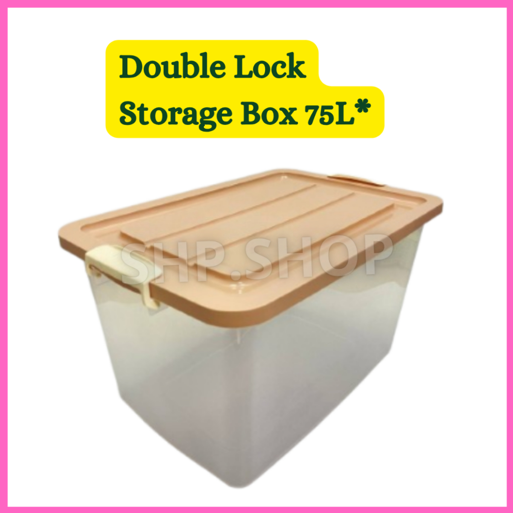 Double Click Storage Box with Built-in Safety Lock 75L Large Plastic ...