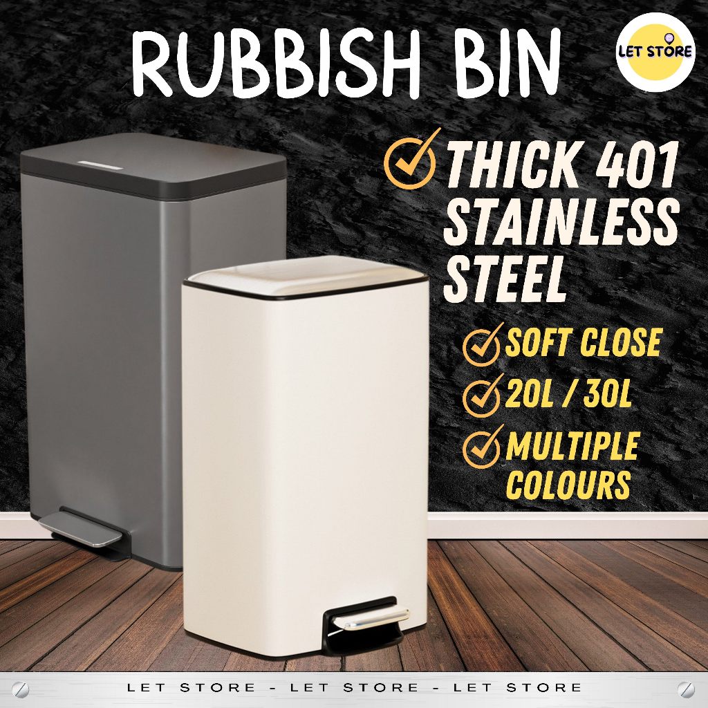[Household Dustbin] Stainless Steel Tong Sampah Bertutup Dustbin ...