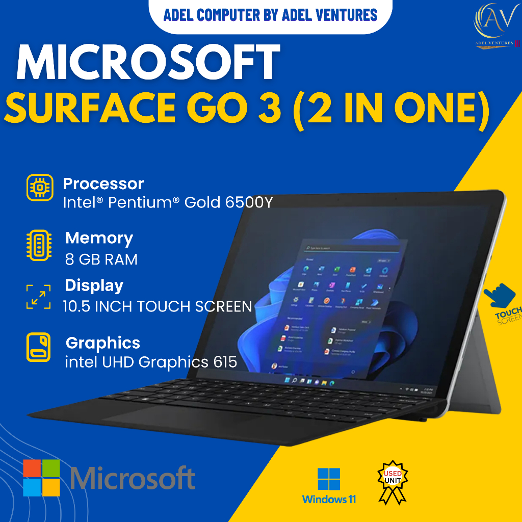 Microsoft Surface Go tablet and laptop)Intel Pentium  Gold,8GB RAM 128GB SSD WINDOWS11