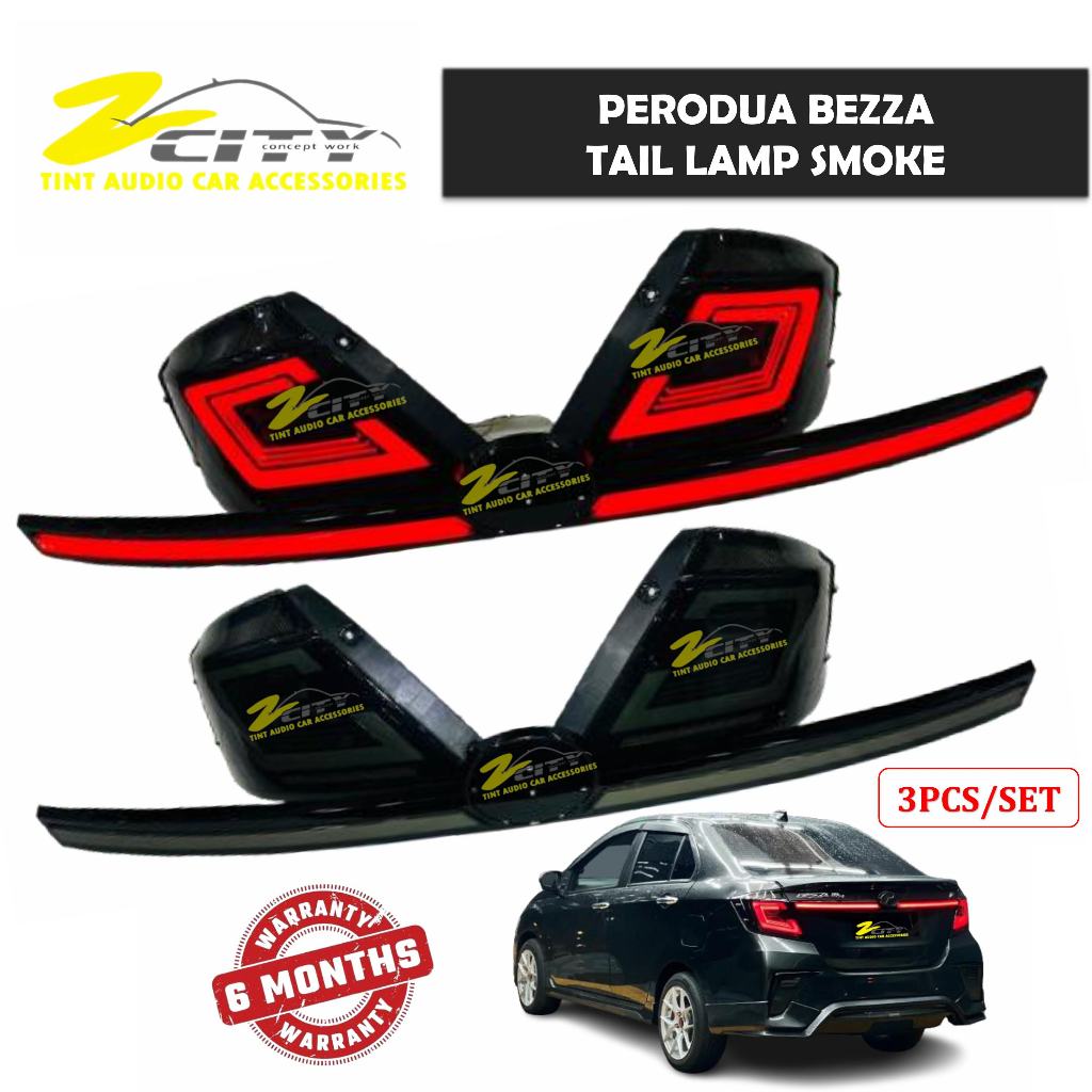 Perodua Bezza 2016-2025 Tail Lamp + Rear Centre Garnish Smoke 3D Design ...