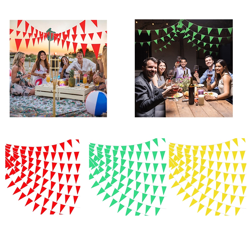 80m String Flag Colored / Red Yellow Green String Hanging Triangle ...