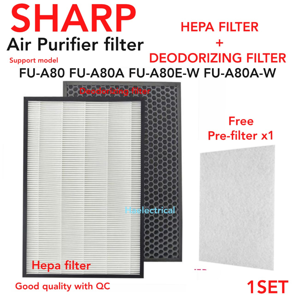 (3in1) Sharp Air Purifier Filter FU-A80 FU-A80A FU-A80E-W FZ-A80SFE ...