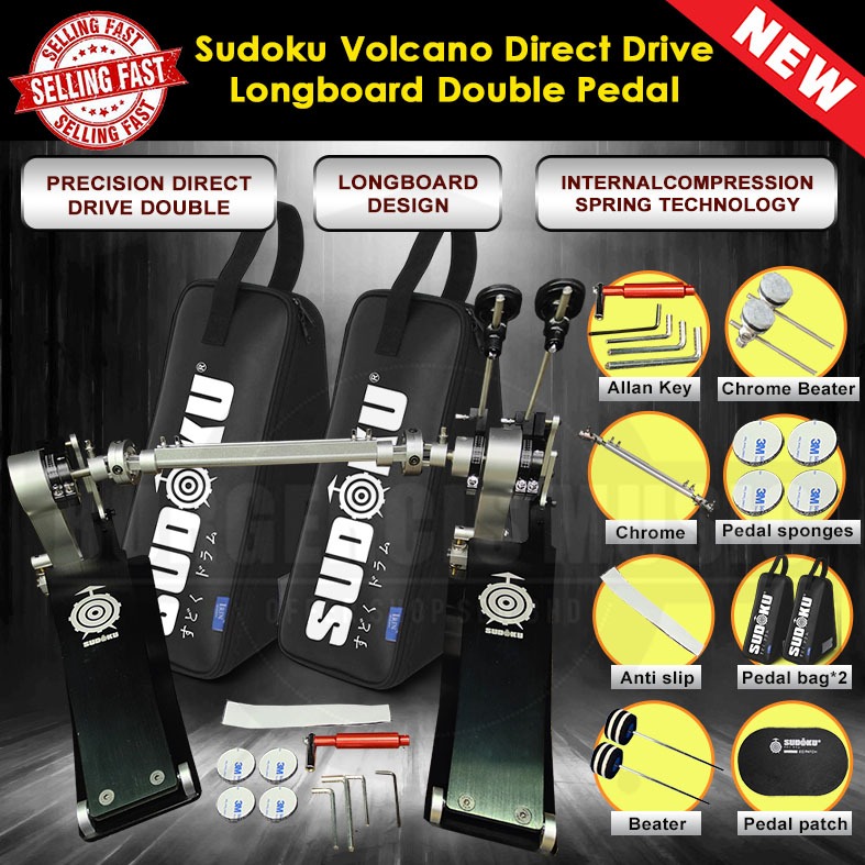 Sudoku Volcano Direct Drive Double Pedal Longboard Acoustic Drum ...