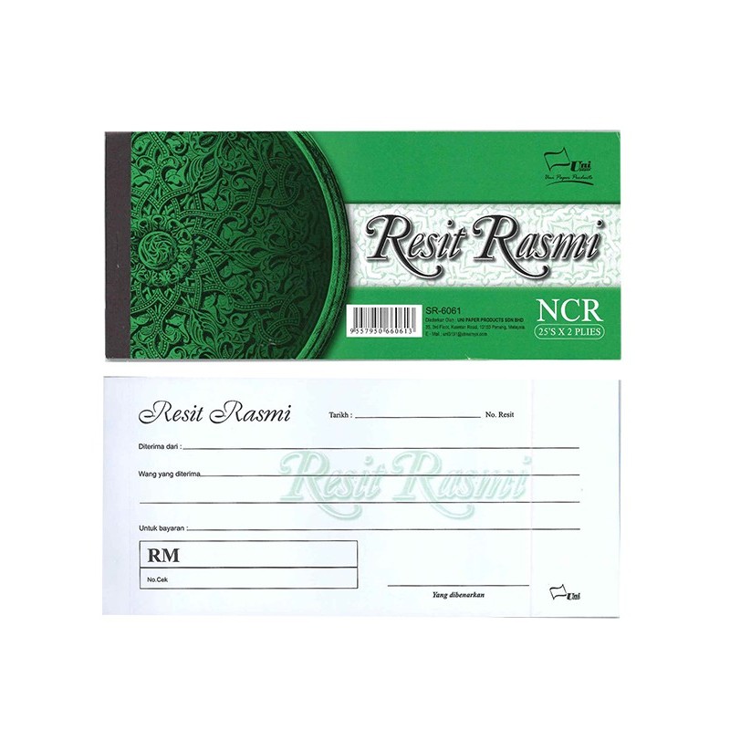 UNI Carbonless Official Receipt Book / Resit Rasmi 2ply (25sets) NCR S ...