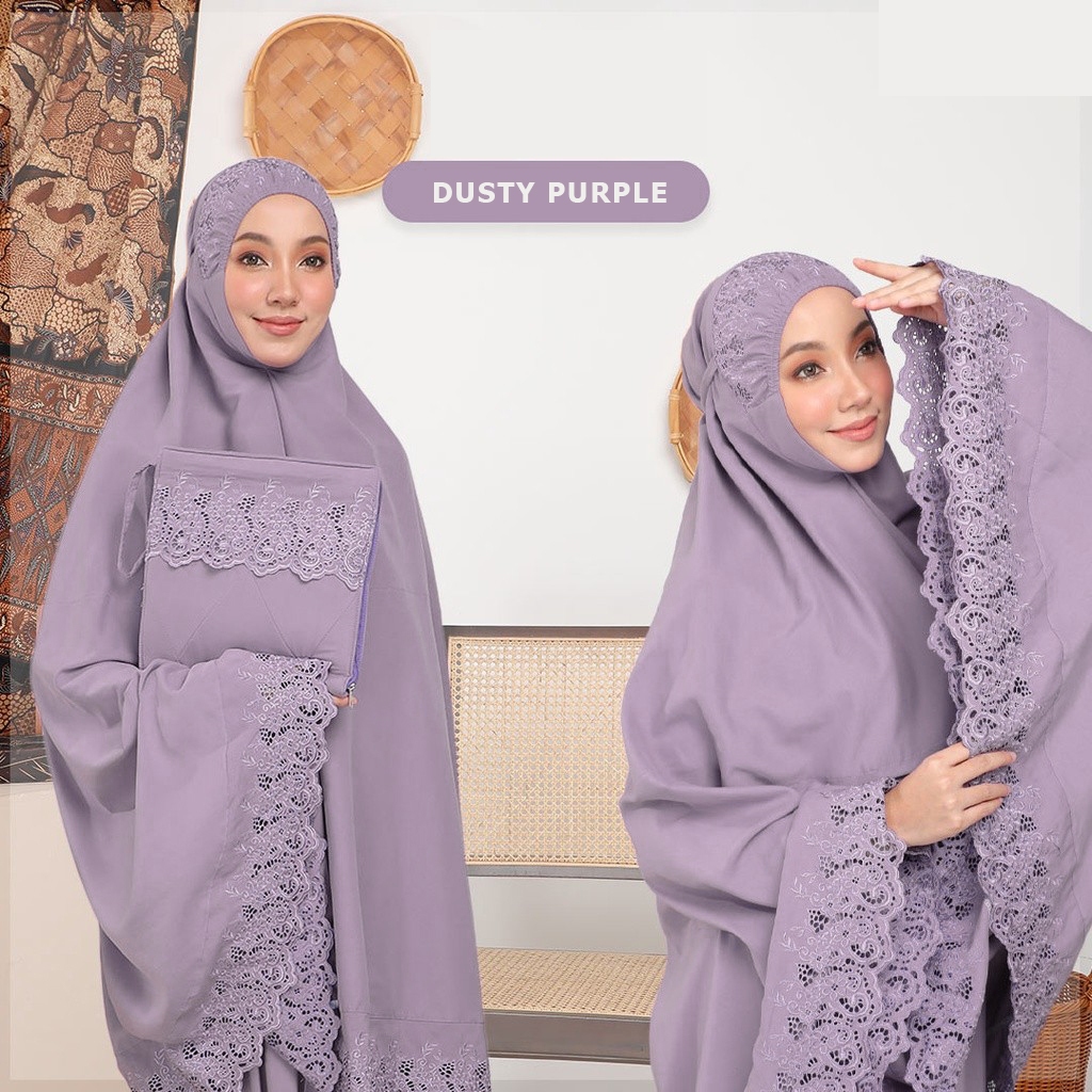[SHOPEE PREMIUM] Telekung Sulam Tebuk Bunga Cotton Premium Sejuk By ...
