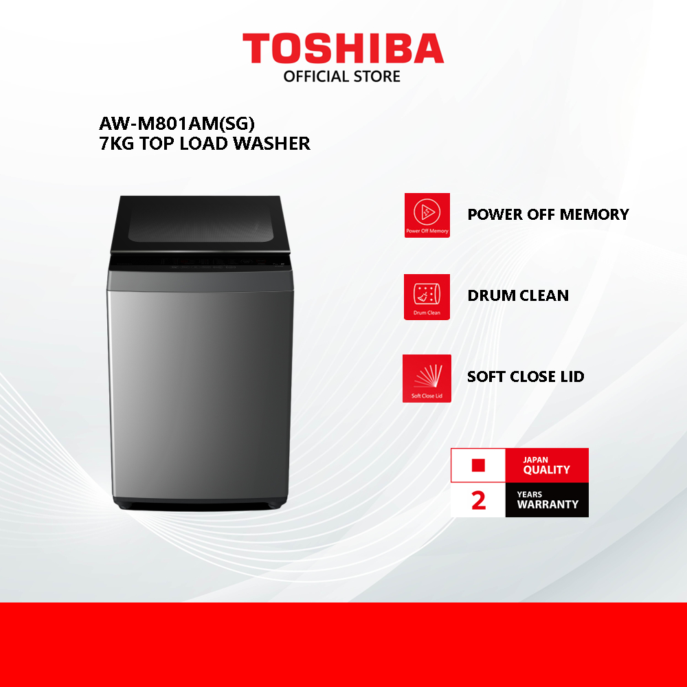 Toshiba AW-M801AM(SG) 7.0 KG Top Load Washing Machine (Silver)/Mesin Basuh / 洗衣机