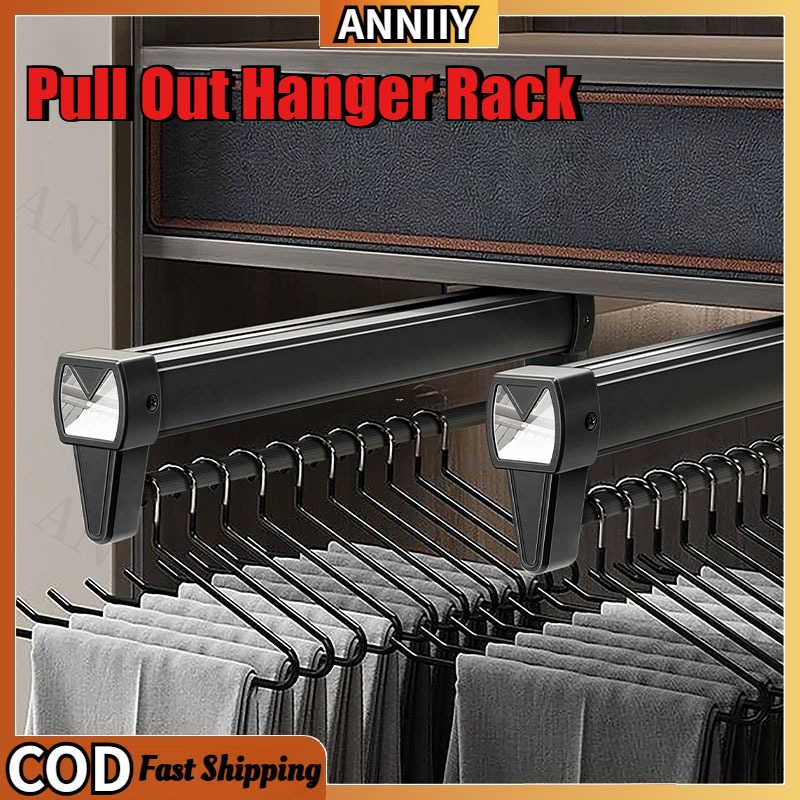 Top Mount Retractable Wardrobe Hanger Pulling Out Hangers Extendable ...