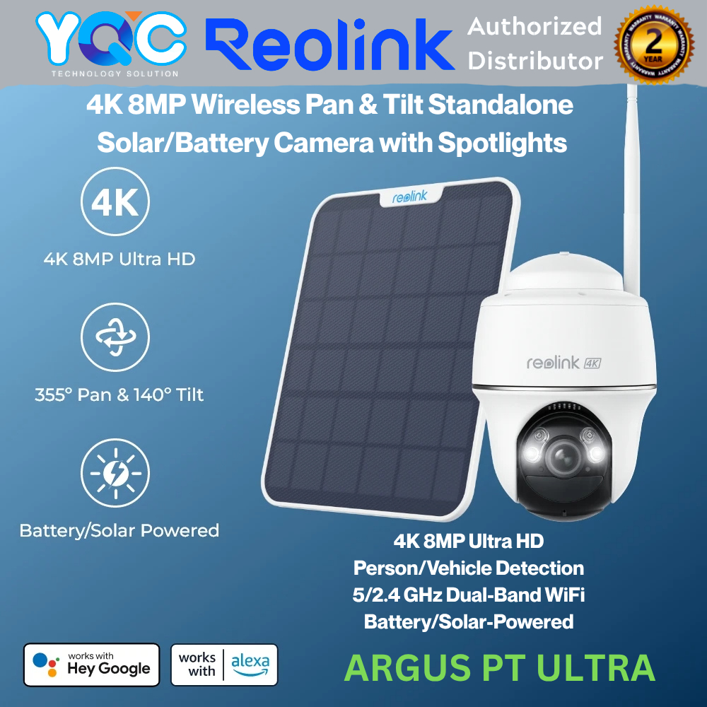 Reolink Argus PT Ultra 4K 8MP Wireless Battery Solar Powered