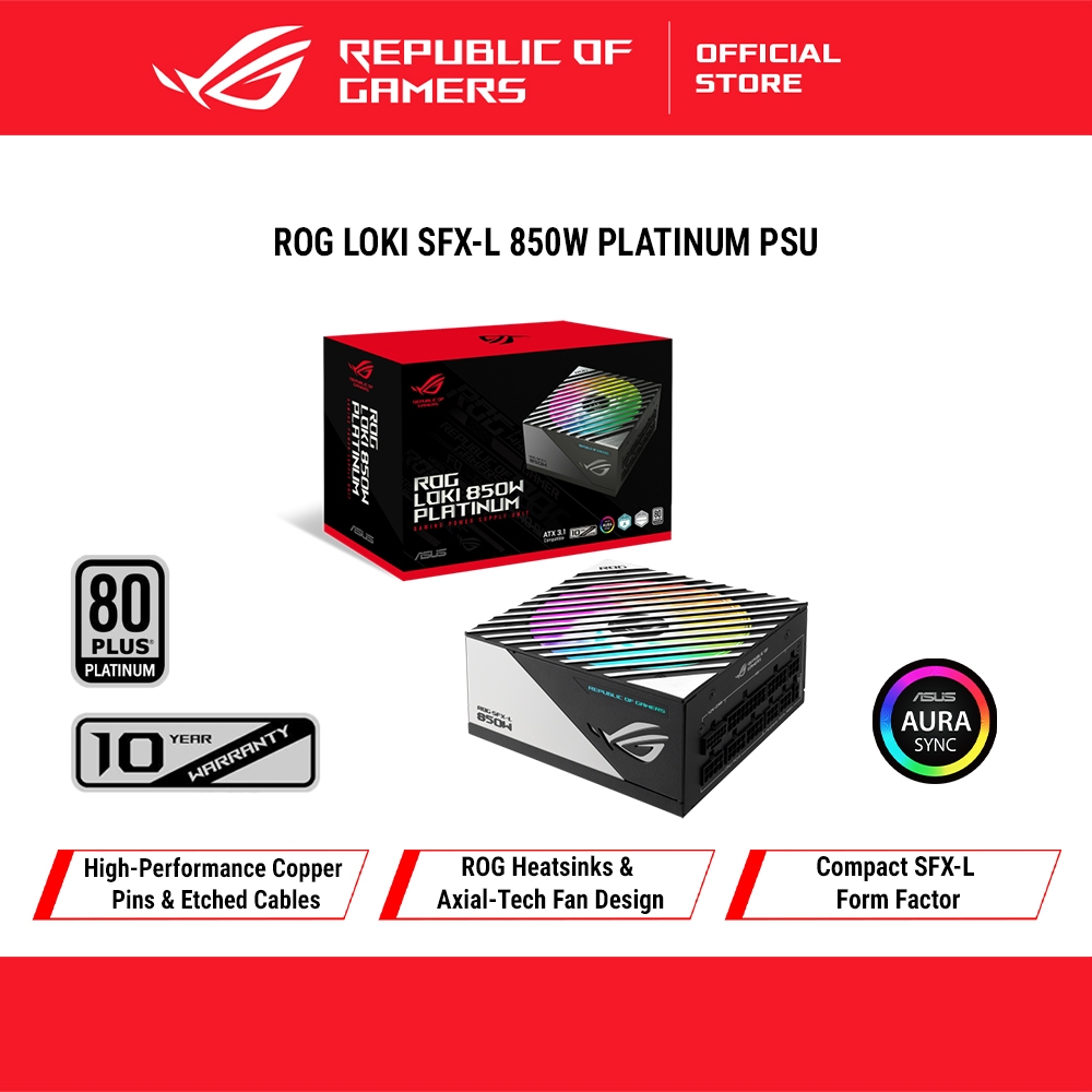 Asus - - ASUS ROG Loki SFX-L 850W Platinum (Fully Modular Power Supply, 80 Platinum, Lambda A Certified, 120mm PWM ARGB Fan, Aura Sync, ATX 3.0 Compatible, PCIe 5.0 Ready, 10 Year Warranty - View #7