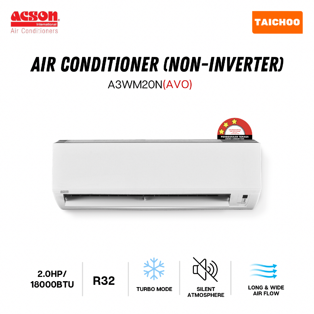Acson Wall Mounted Air Conditioner Non-Inverter - AVO (2.0HP/18000BTU ...