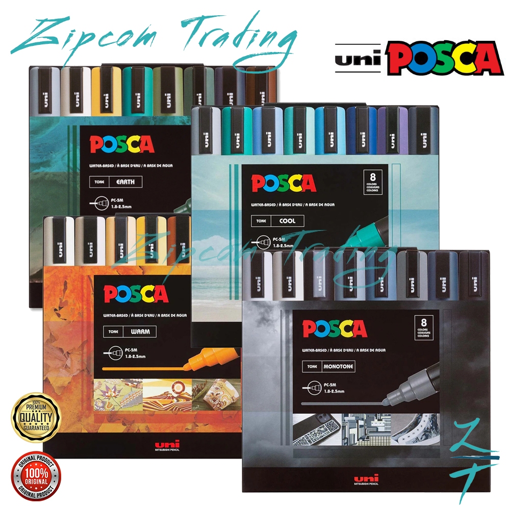 Uni POSCA PC-5M Water Based Paint Marker Toned Color Set (1.8-2.5mm ...
