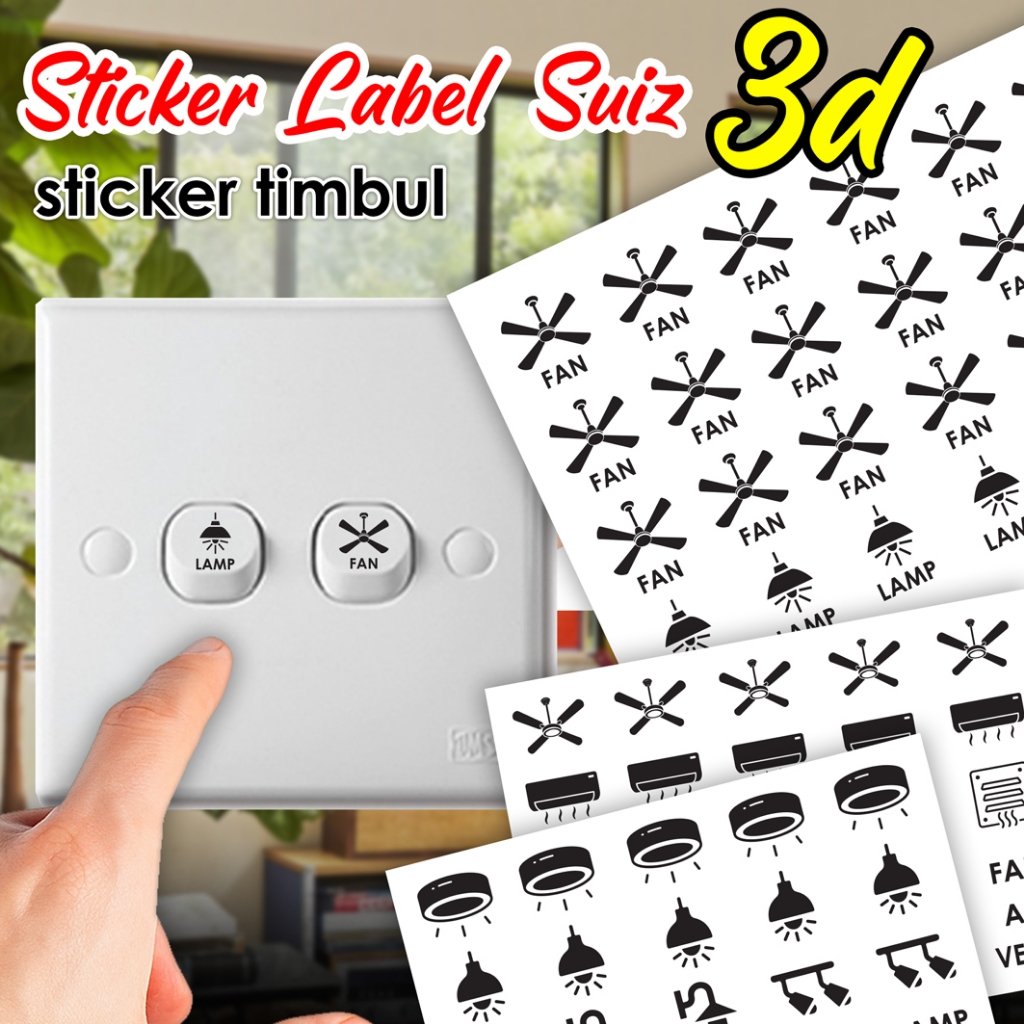 STICKER LABEL LAMPU 3D TIMBUL / STICKER UV DTF / STICKER LABEL SUIZ ...