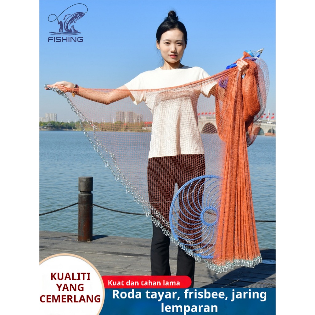Jaring Ikan Frisbee Jaring Tuang Tangan Jaring Udang Jaring Peralatan ...