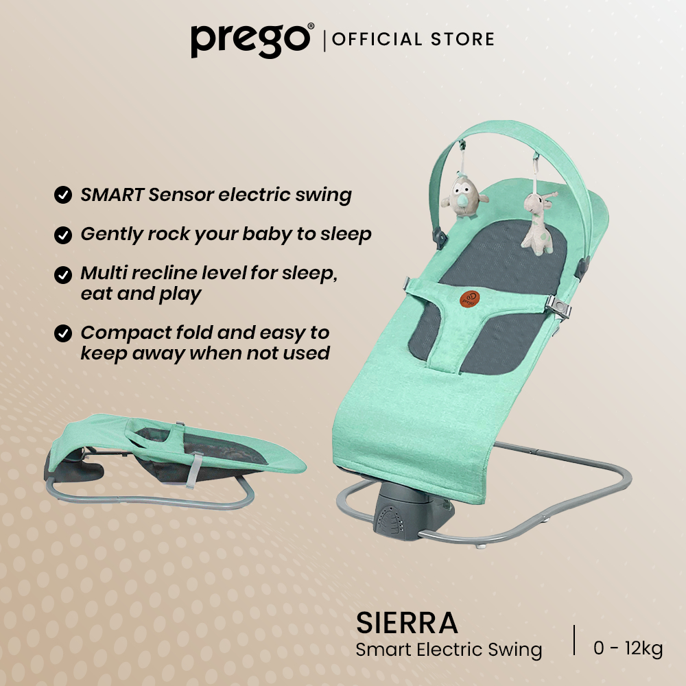 Prego Baby Sierra Smart Sensor Electric Baby Swing (0-13kg) | Shopee ...