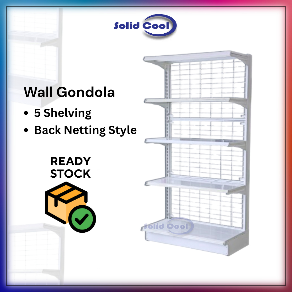 [ SOLID COOL ] WALL GONDOLA 5 LEVEL | Back Netting Rack Mall Display ...