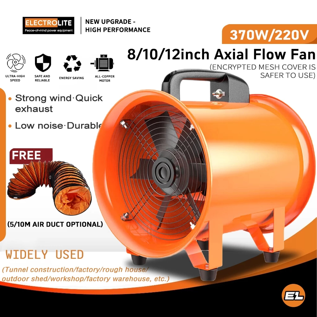 8/10/12” Portable Strong Suction Ventilation Fan High Power Exhaust Fan ...