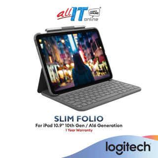 Logitech iPad Cases Ipad 10.9" 10th Gen / A16 Slim Folio | Water repellent, Easy-to-clean, Front and Back Protection |