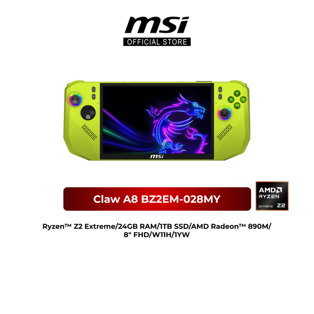MSI Claw A8 BZ2EM-028MY/BZ2EM-027MY (Ryzen™ Z2 Extreme/24GB RAM/1TB SSD ...
