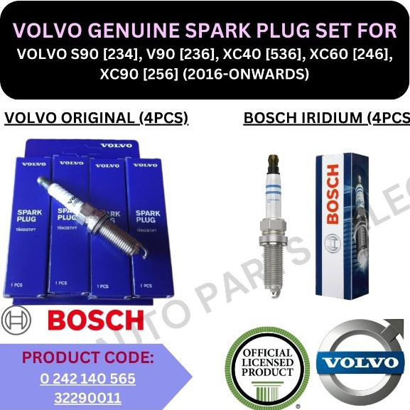VOLVO GENUINE SPARK PLUG SET (4PCS) FOR VOLVO S90 [234], V90 [236 ...