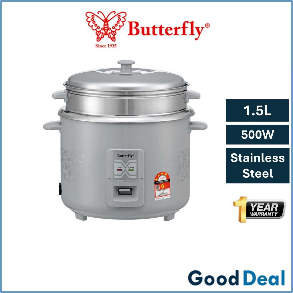 Butterfly BRC-SS150 1.5L / BRC-SS280 2.8L Rice Cooker Stainless Steel ...
